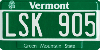 VT license plate LSK905