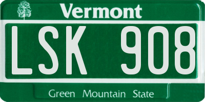 VT license plate LSK908
