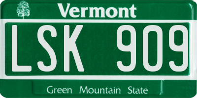 VT license plate LSK909