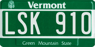 VT license plate LSK910