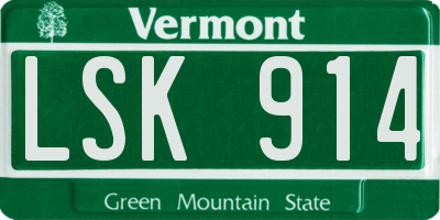 VT license plate LSK914