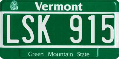 VT license plate LSK915