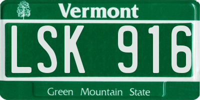 VT license plate LSK916