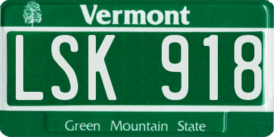 VT license plate LSK918