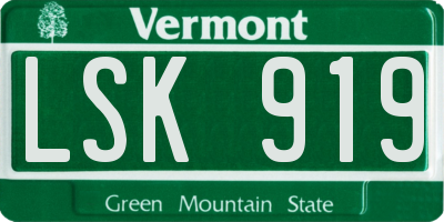 VT license plate LSK919