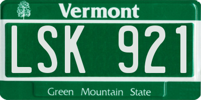 VT license plate LSK921