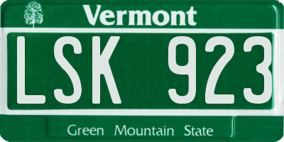 VT license plate LSK923
