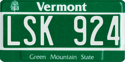 VT license plate LSK924