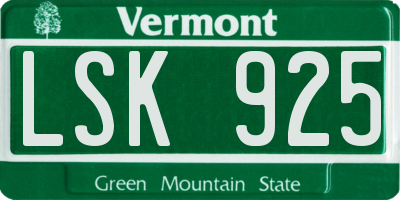 VT license plate LSK925