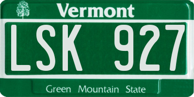 VT license plate LSK927