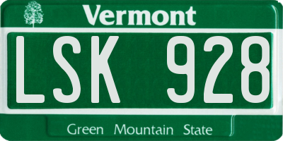 VT license plate LSK928