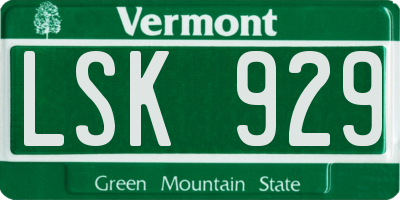 VT license plate LSK929