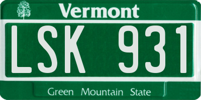 VT license plate LSK931