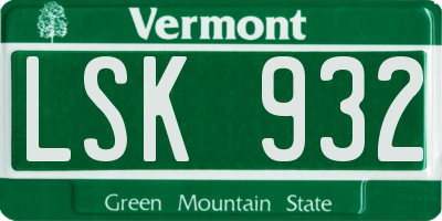 VT license plate LSK932
