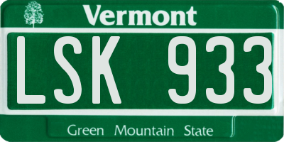 VT license plate LSK933