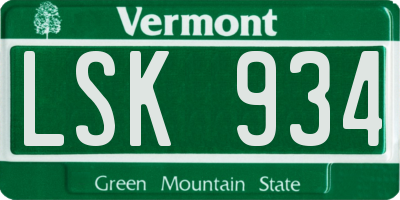 VT license plate LSK934
