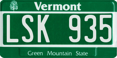 VT license plate LSK935