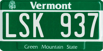 VT license plate LSK937