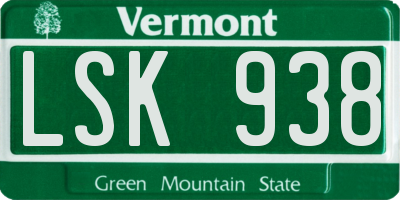 VT license plate LSK938