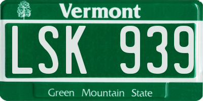 VT license plate LSK939