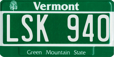 VT license plate LSK940