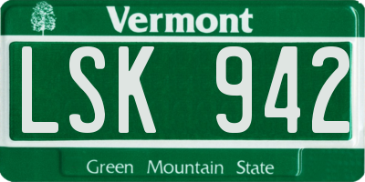 VT license plate LSK942
