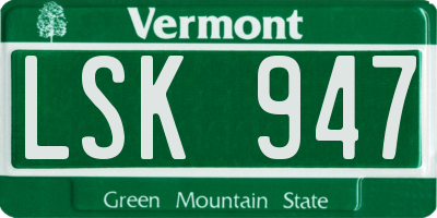 VT license plate LSK947