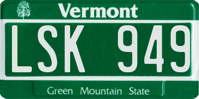 VT license plate LSK949