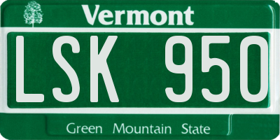 VT license plate LSK950