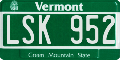 VT license plate LSK952