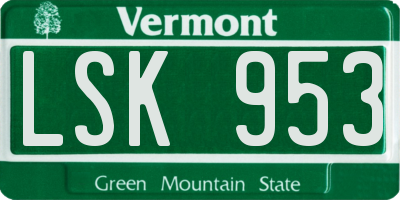 VT license plate LSK953
