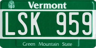 VT license plate LSK959