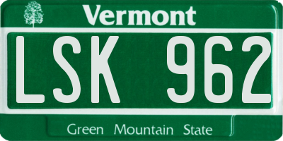 VT license plate LSK962