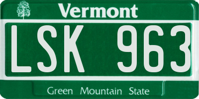 VT license plate LSK963