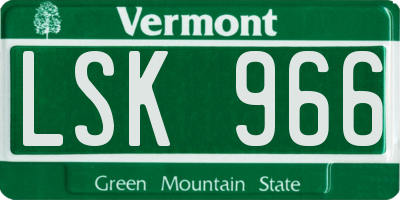 VT license plate LSK966