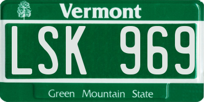 VT license plate LSK969