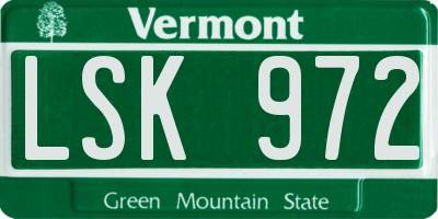 VT license plate LSK972