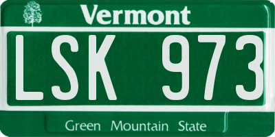 VT license plate LSK973