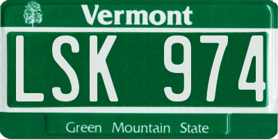 VT license plate LSK974