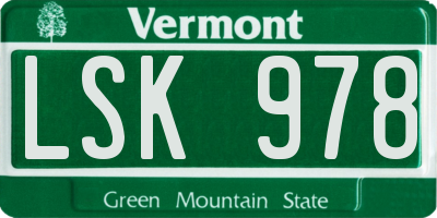 VT license plate LSK978