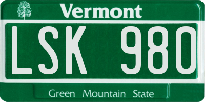 VT license plate LSK980