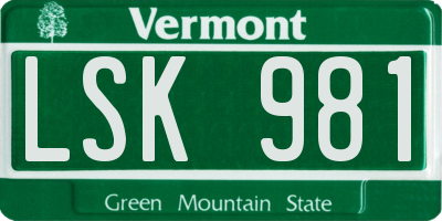 VT license plate LSK981