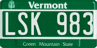 VT license plate LSK983