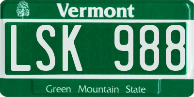 VT license plate LSK988