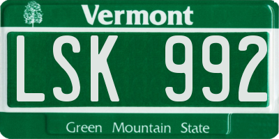 VT license plate LSK992