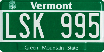 VT license plate LSK995