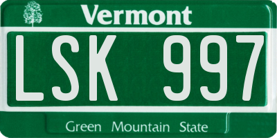 VT license plate LSK997