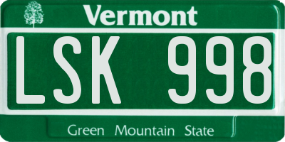 VT license plate LSK998