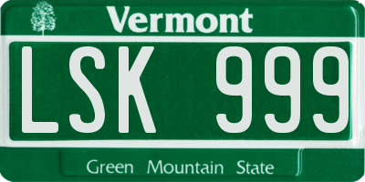 VT license plate LSK999