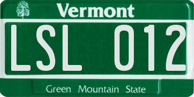 VT license plate LSL012
